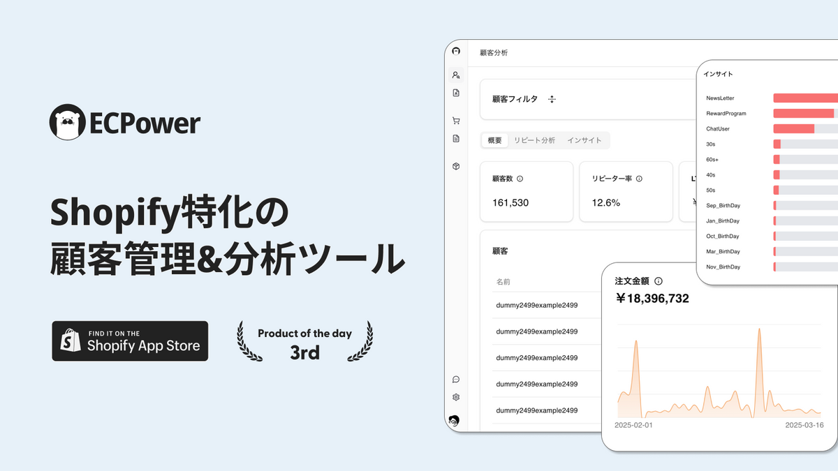 LTV向上をめざすECマーケターのためのShopifyアプリ『顧客セグメントツール ECPower』をリリース
